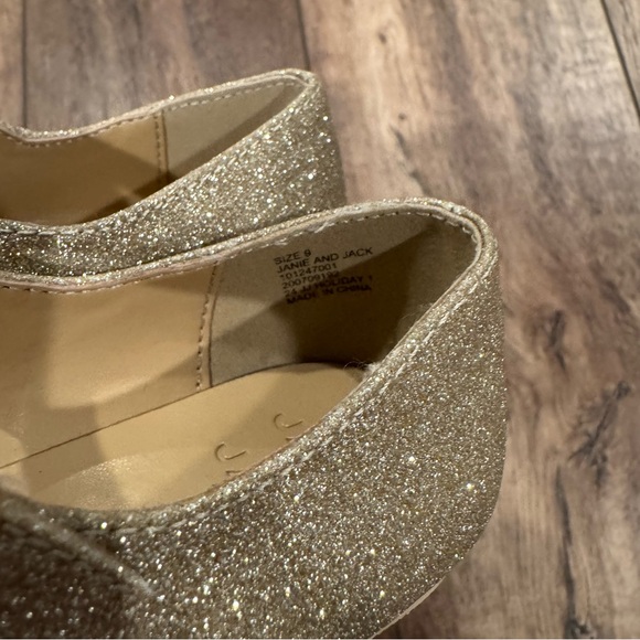Janie and Jack Ballet Flat Gold Glitter Formal Event Wedding Flower Girl Easter - Picture 6 of 8